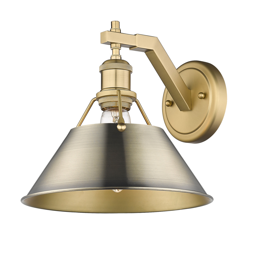 Yep by Golden Lighting Orwell 1-light Wall Sconce in Brushed Champagne Brass and Aged Brass shade
